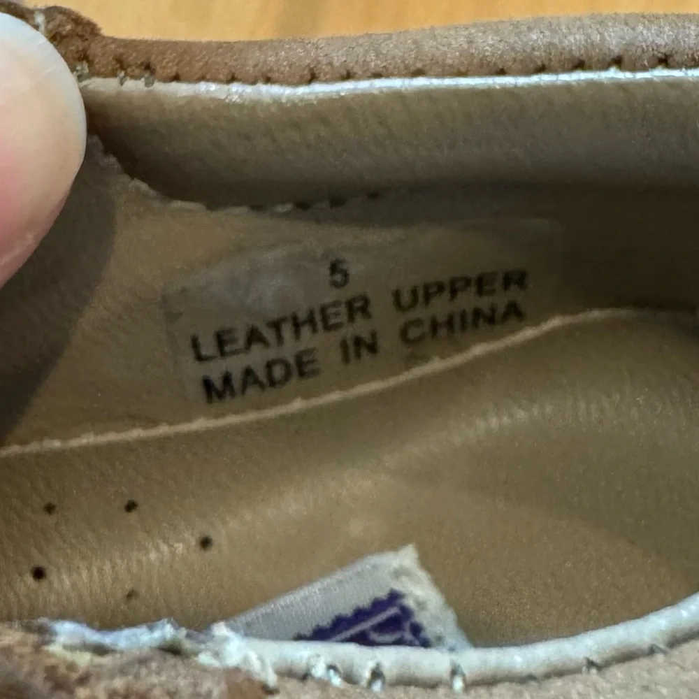 Boys leather shoes tan nubuck lace up oxford church size 5
